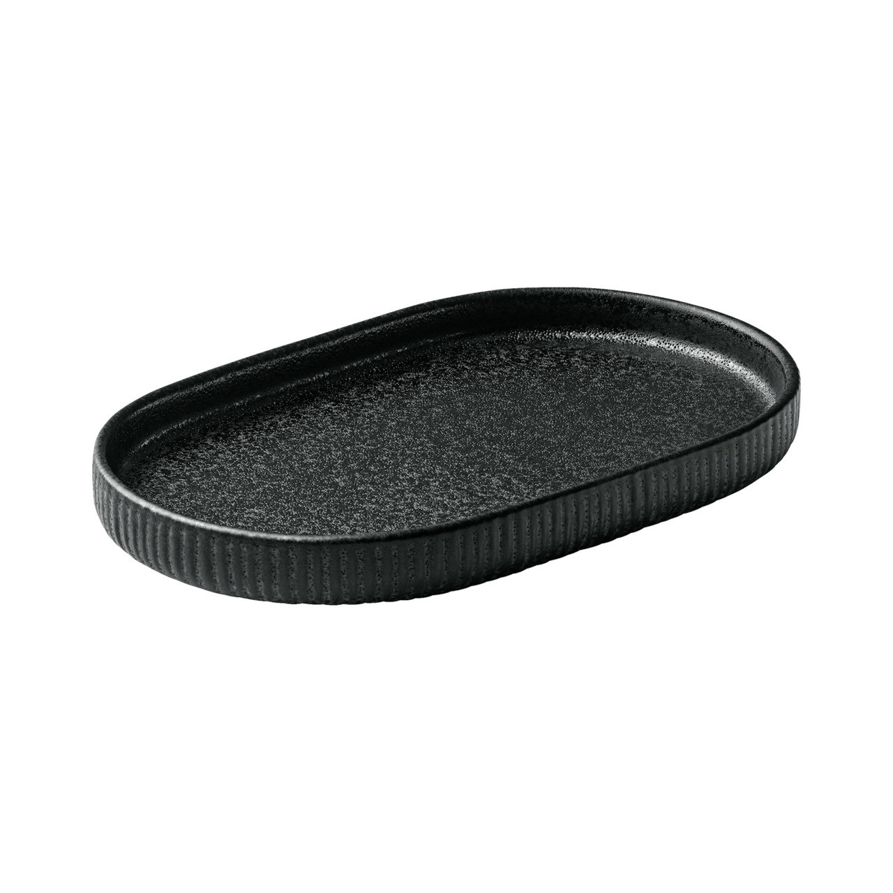 Nara, Platte oval Relief 180 x 110 mm schwarz